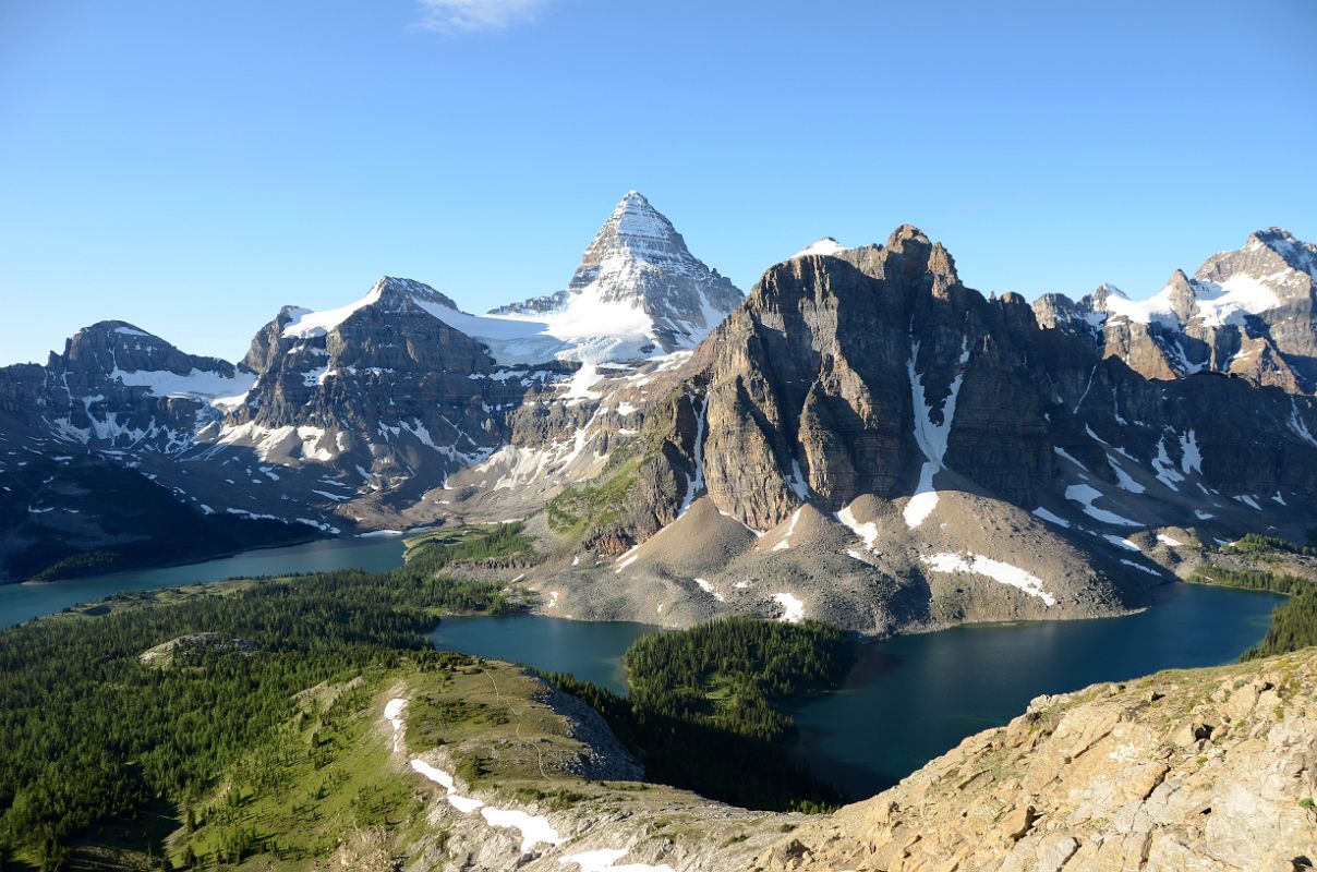 29 Terrapin Mountain, Mount Magog, Mount Assiniboine, Sunburst Peak, The Marshall, Lake Magog, Sunburst Lake, Cerulean Lake Early Morning From the Nublet